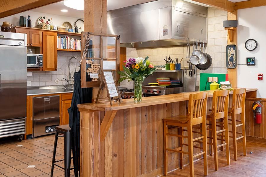 The kitchen bar at Bent Creek Lodge, where afternoon treats are served
