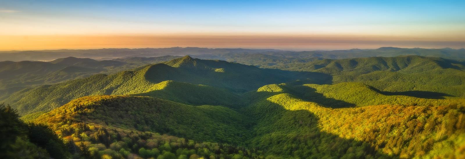 Layered blue ridges along the Blue Ridge Parkway near Asheville